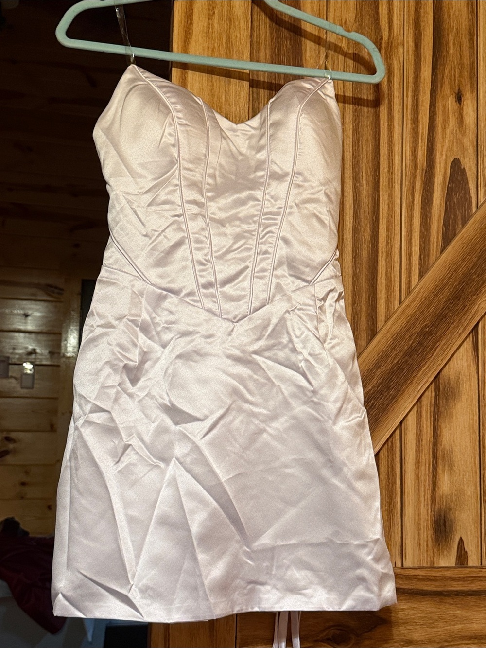 Strapless White Satin Cocktail Dress